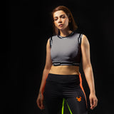 Fireox Activewear Women Crop Top 2.0, Black White, 2024