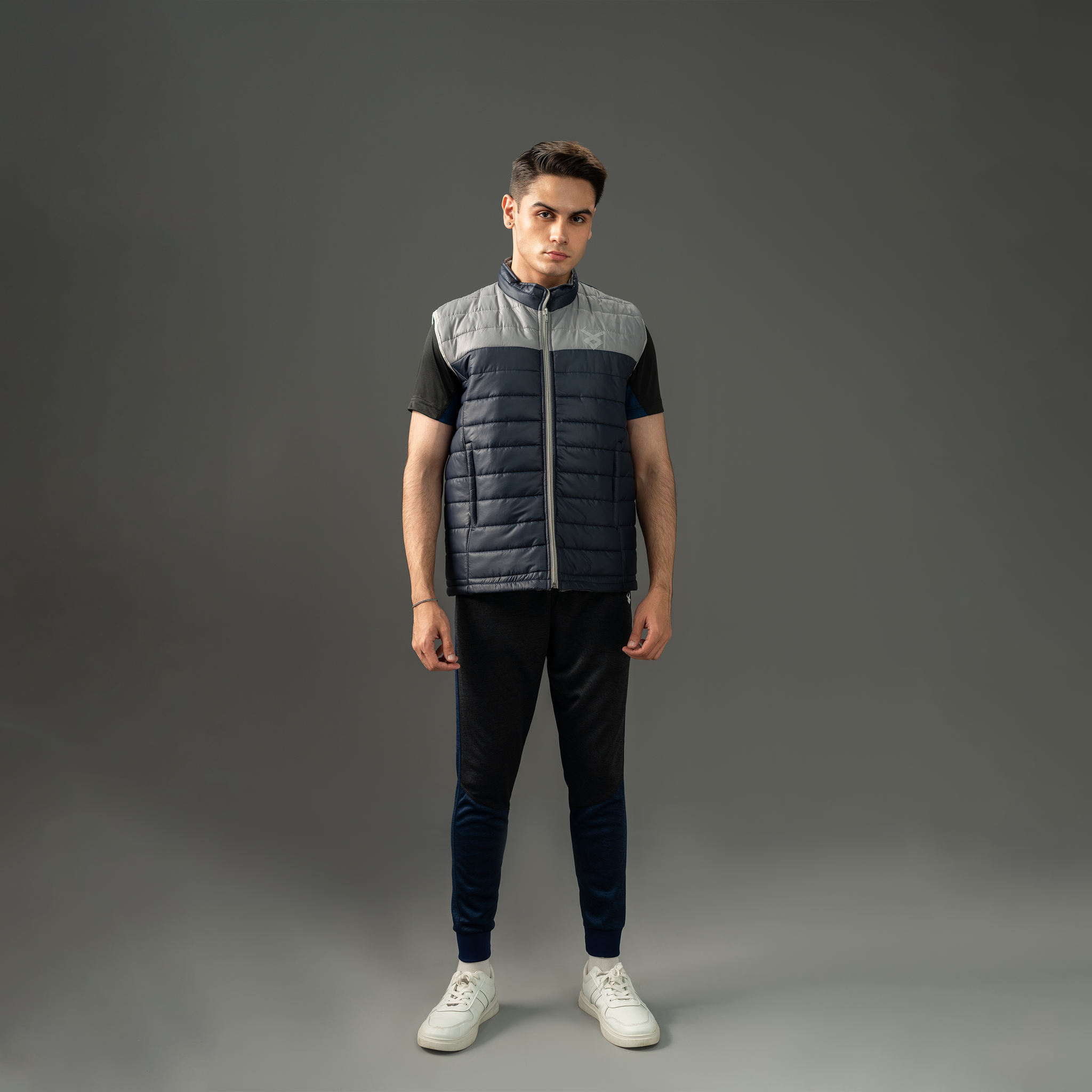 Fireox Sleeveless Jacket, Navy Blue Grey, 2025