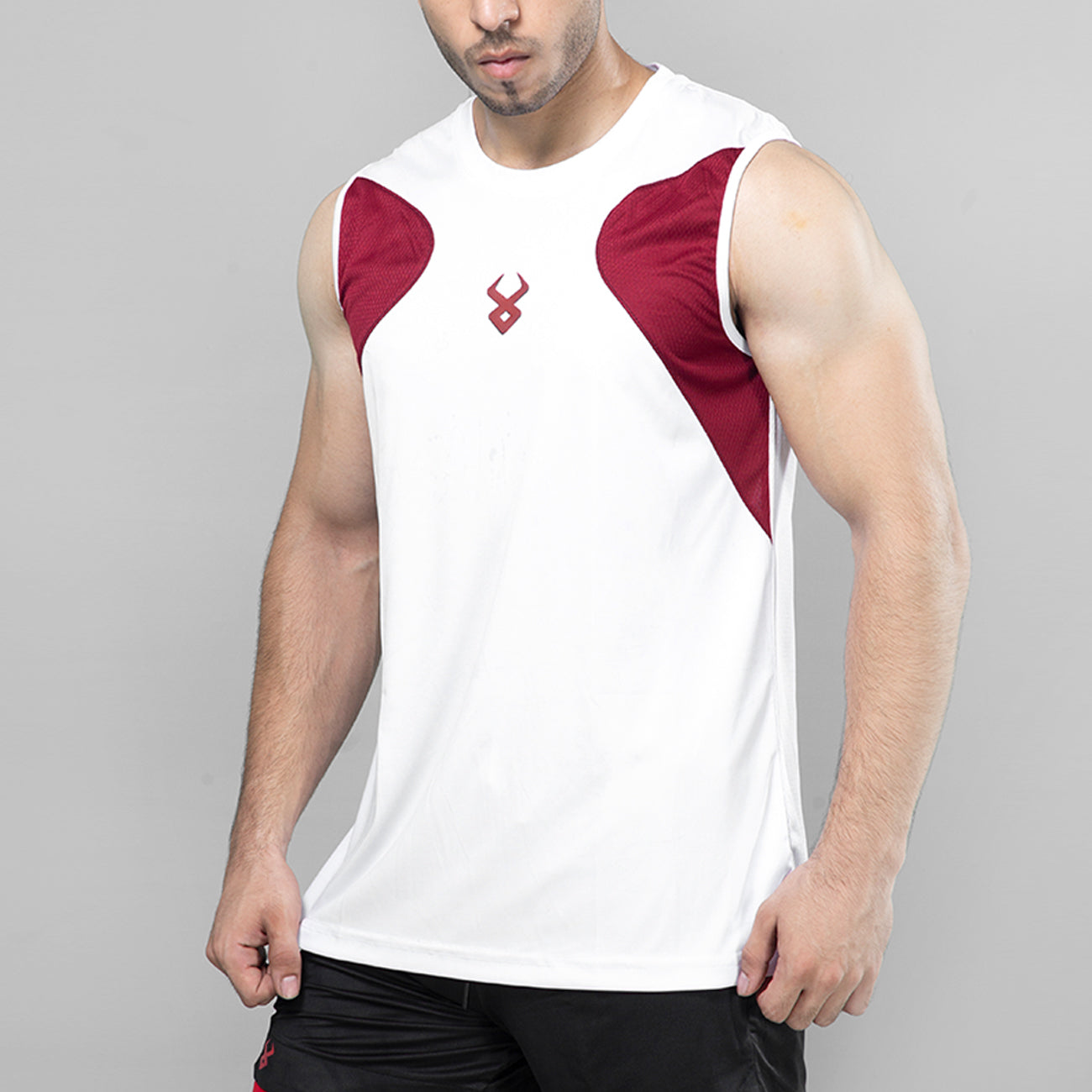 FIREOX Actifit Training Tank Top, White Maroon