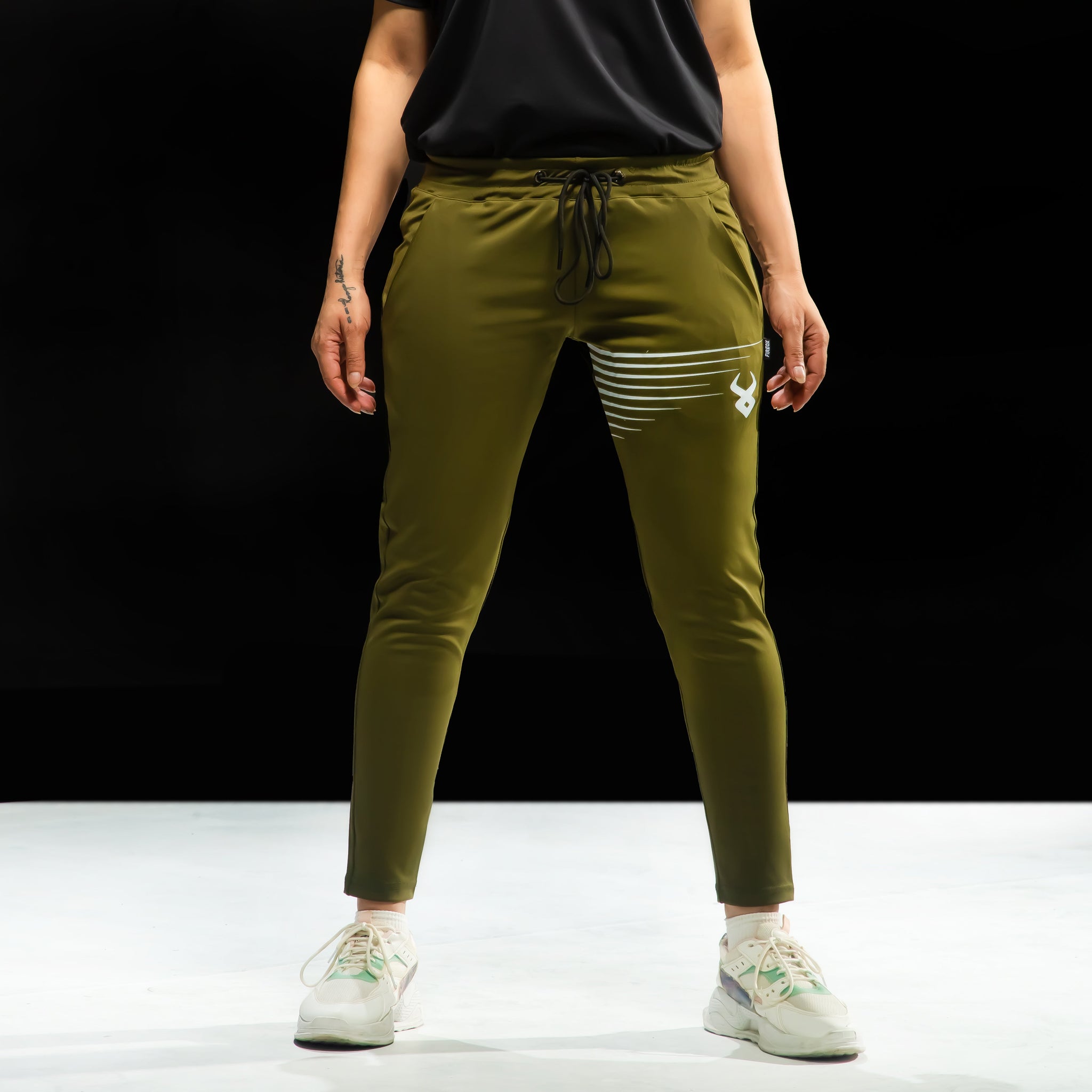 Fireox Women Pro Joggers Star Line, Olive Green