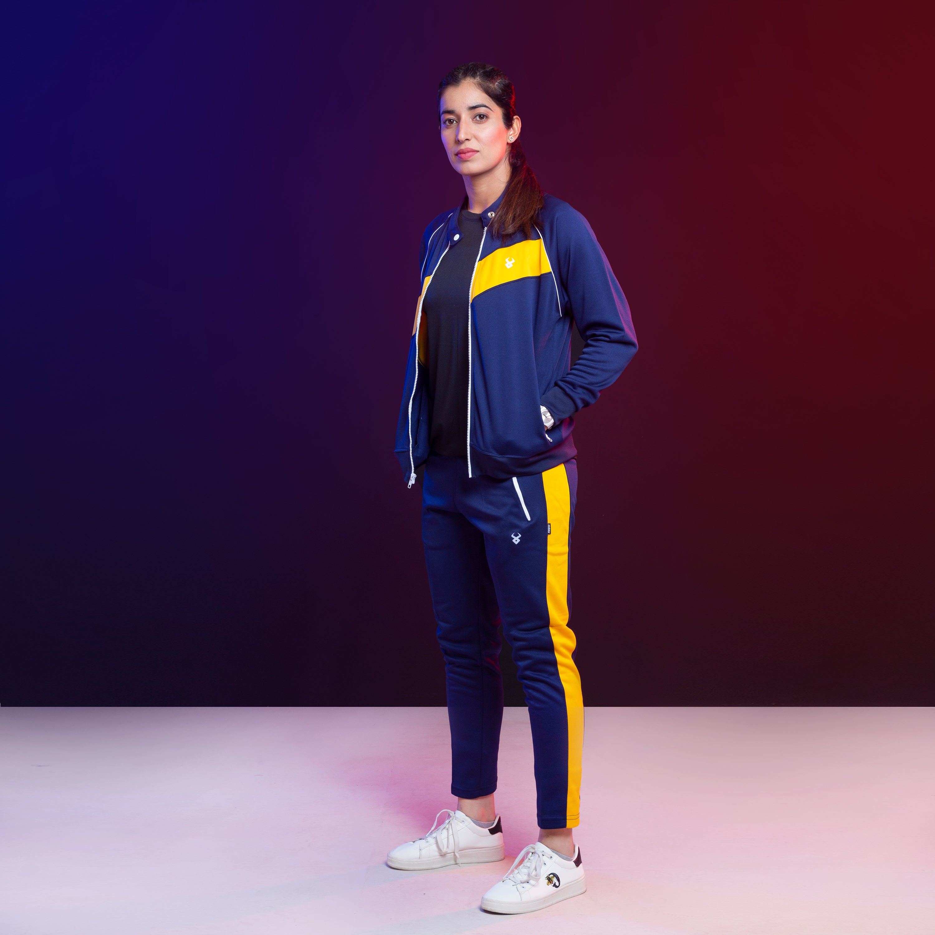 Fireox Women Tracksuit Navy Blue Yellow 2023 FIREOX