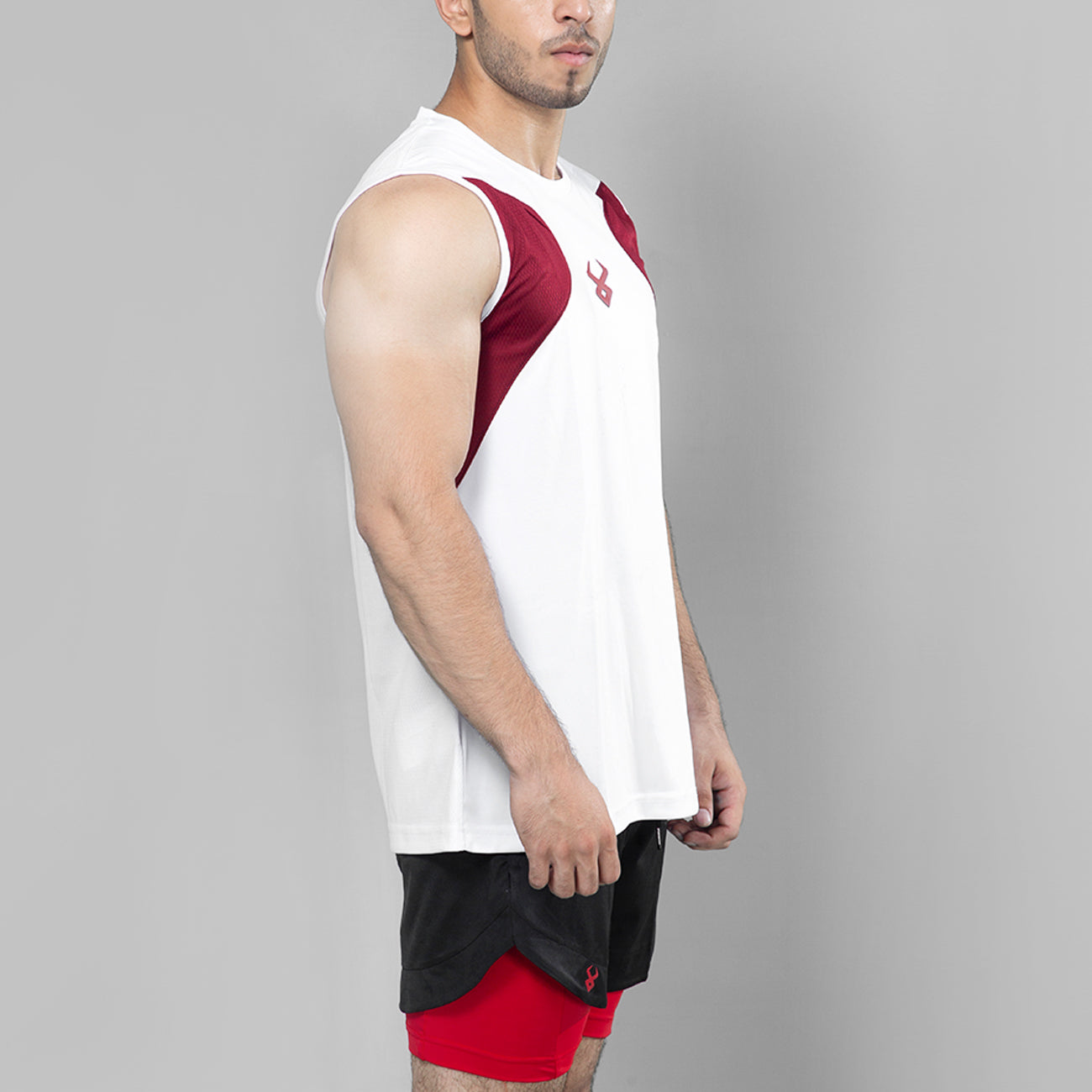 FIREOX Actifit Training Tank Top, White Maroon