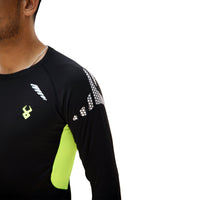 Fireox Mens Compression Full Sleeve Shirt, Black Green