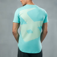 FIREOX Cotton T-Shirt, Half Sleeves, Round Neck, Cyan