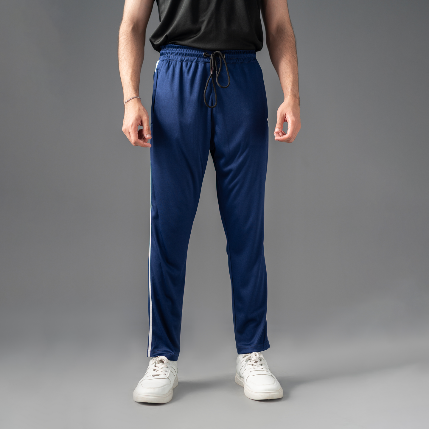 FIREOX Activewear FlowFit Side Stripe Trouser, Navy Blue White