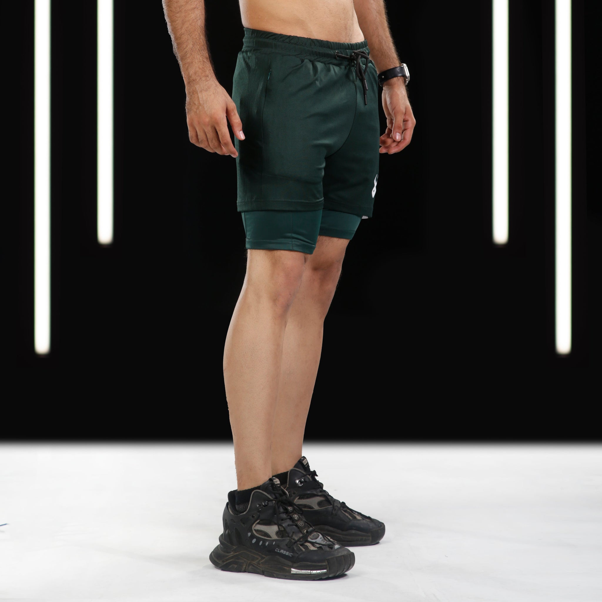 FIREOX Actifit Shorts, Green White Panel, 2024