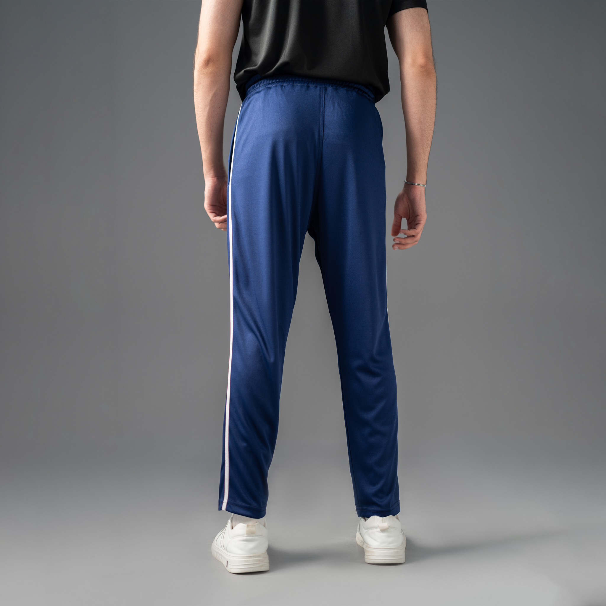 FIREOX Activewear FlowFit Side Stripe Trouser, Navy Blue White