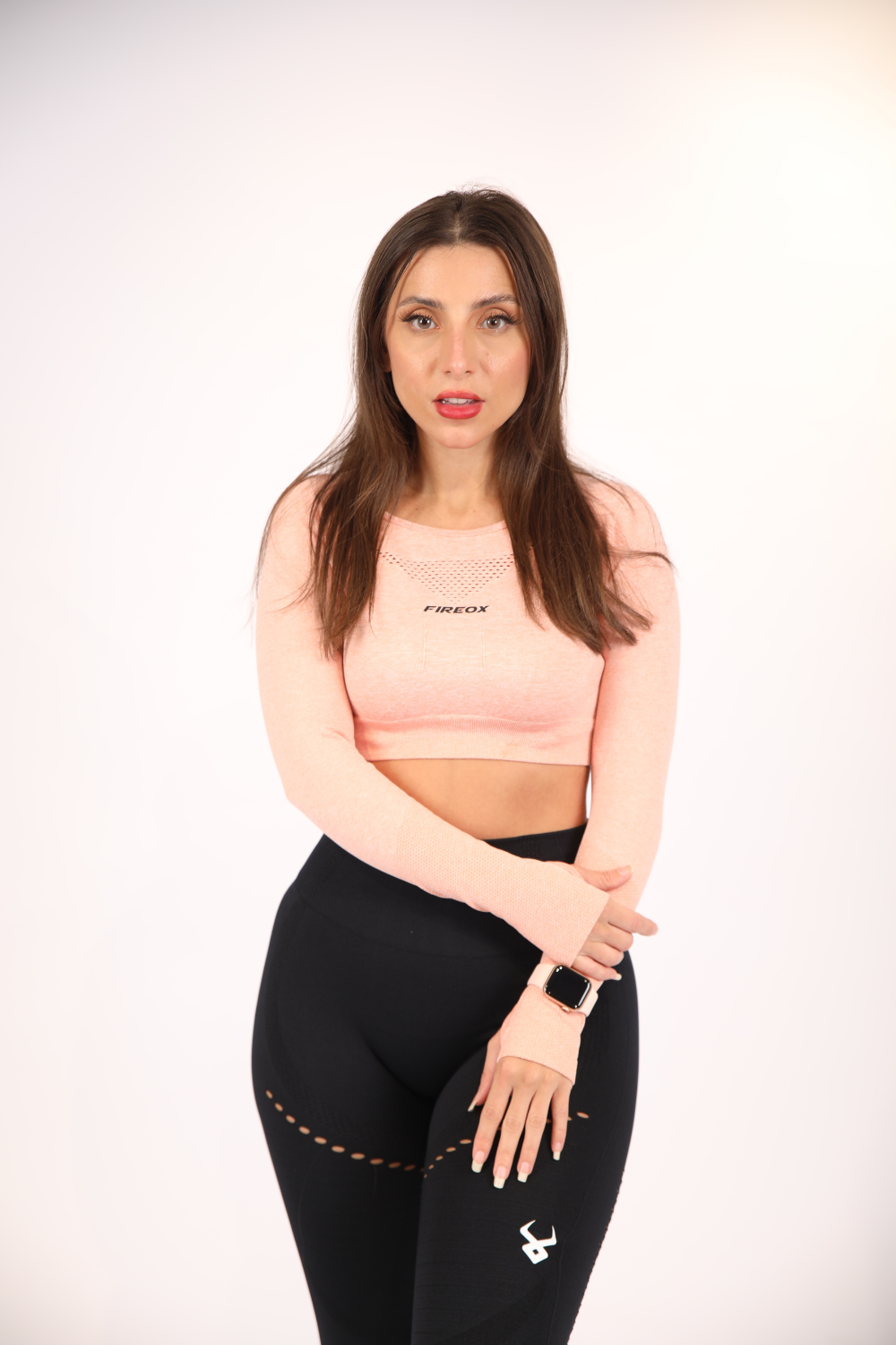 Fireox Crop Top Long Sleeve, Pink