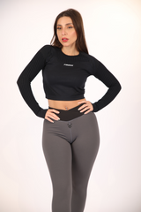 Fireox Crop Top Long Sleeve, Black