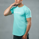 FIREOX Cotton T-Shirt, Half Sleeves, Round Neck, Cyan