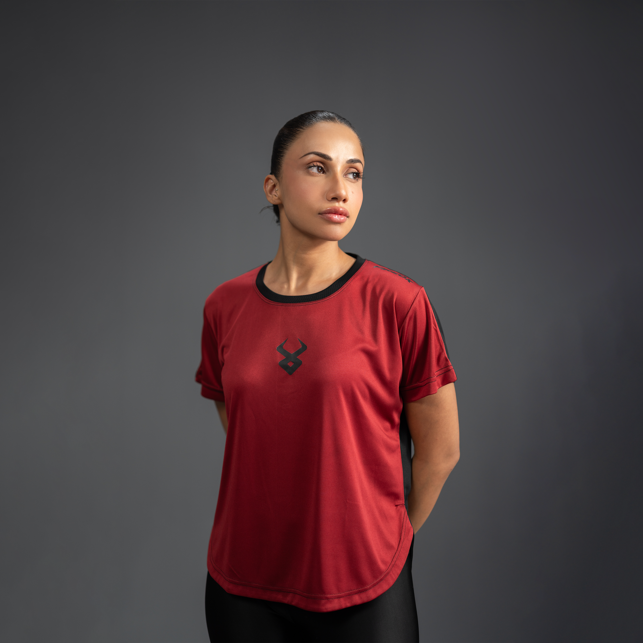 Fireox Women T-Shirt, Maroon Black