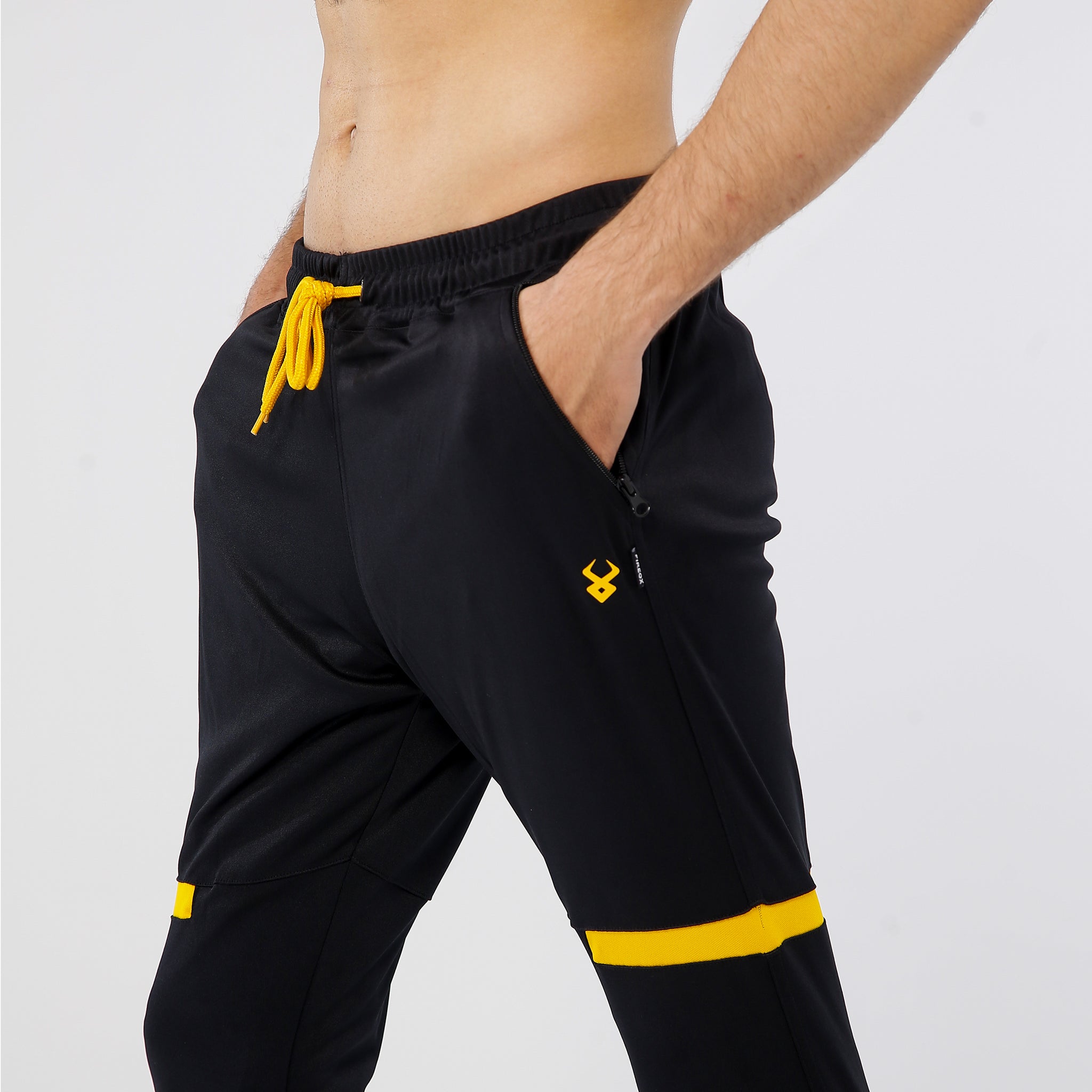 FIREOX Activewear Trouser Black Yellow, Single Stripe, 2023