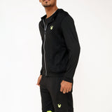 Fireox Mens Activewear Hoodie, Black Green