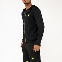 Fireox Mens Activewear Hoodie, Black Green