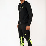 Fireox Mens Activewear Hoodie, Black Green