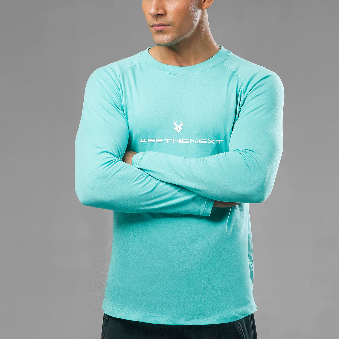 FIREOX Cotton T-Shirt, Full Sleeves, Round Neck, Cyan, 2022