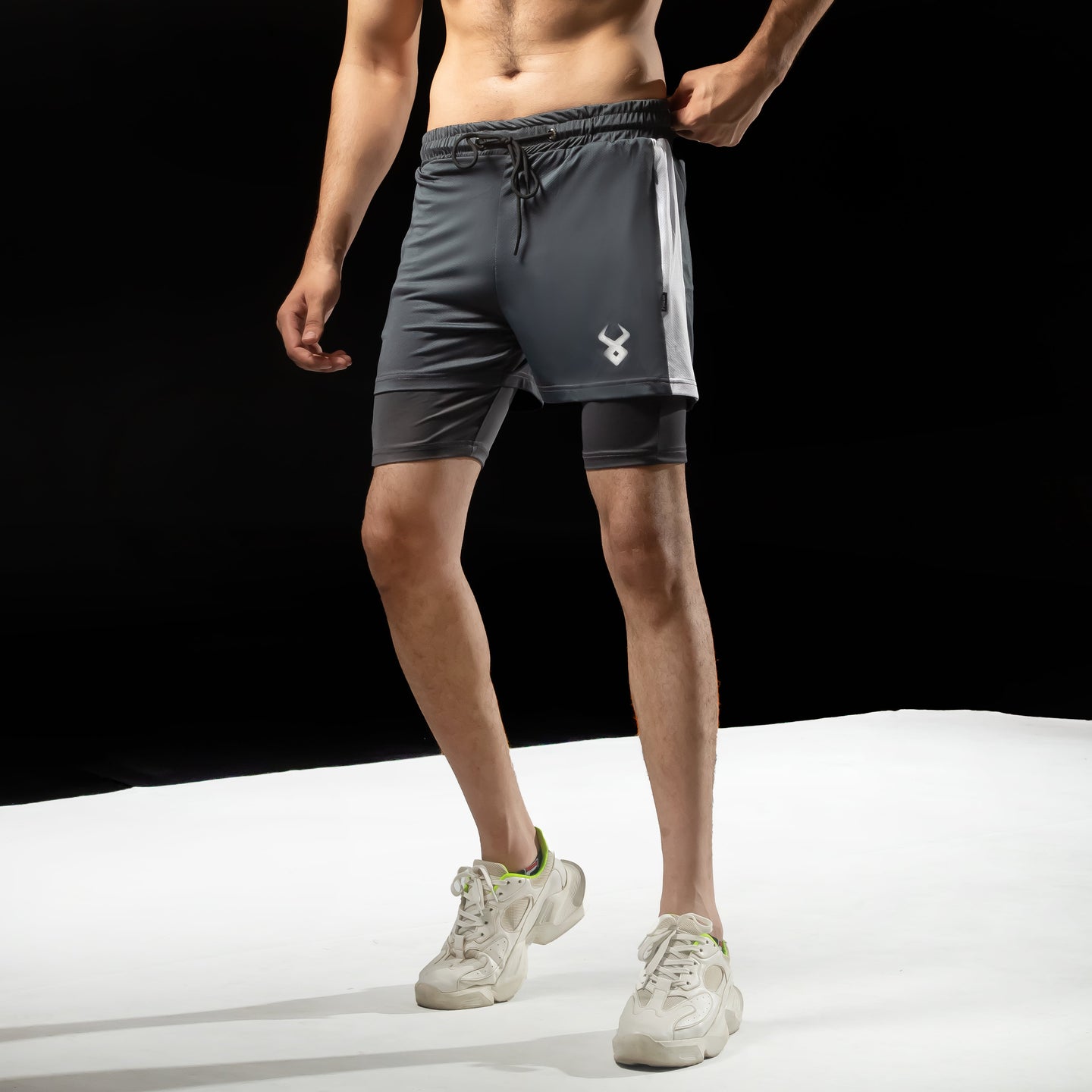 FIREOX Actifit Shorts, Grey White Panel, 2024