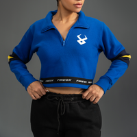 Fireox Women Cropped Sweatshirt, Royal Blue, 2025