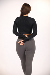 Fireox Crop Top Long Sleeve, Black