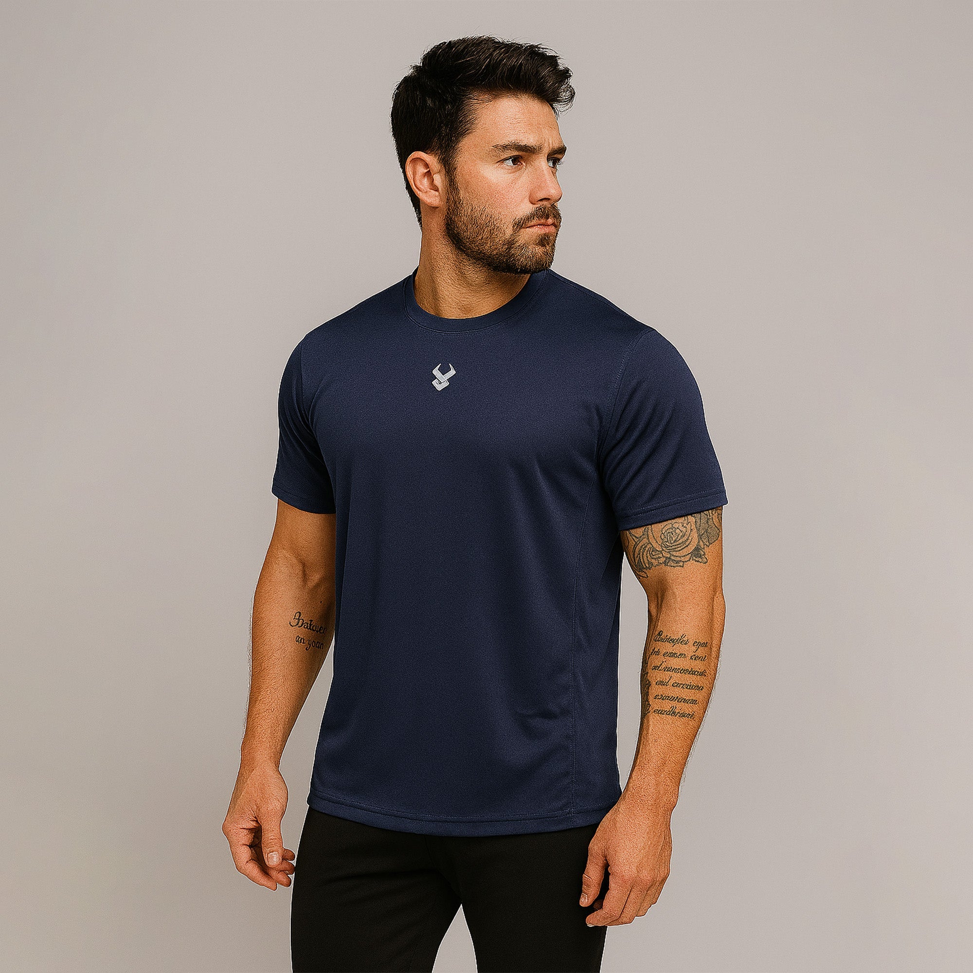 FIREOX Men’s Side Slit Hybrid T Shirt, Navy Blue, D1, 2025