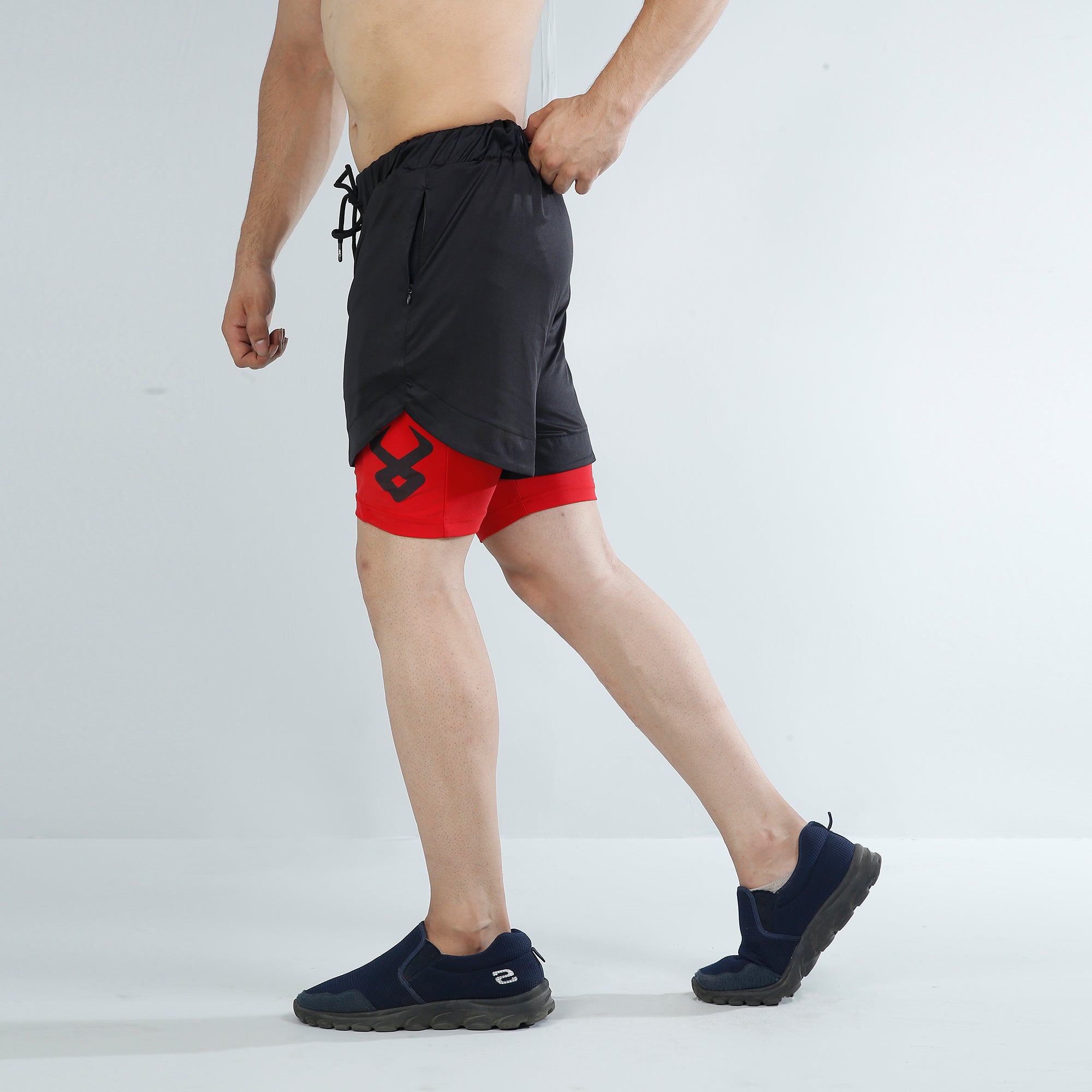 FIREOX Actifit Shorts , Black Red