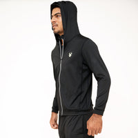 Fireox Mens Activewear Hoodie, Black Green