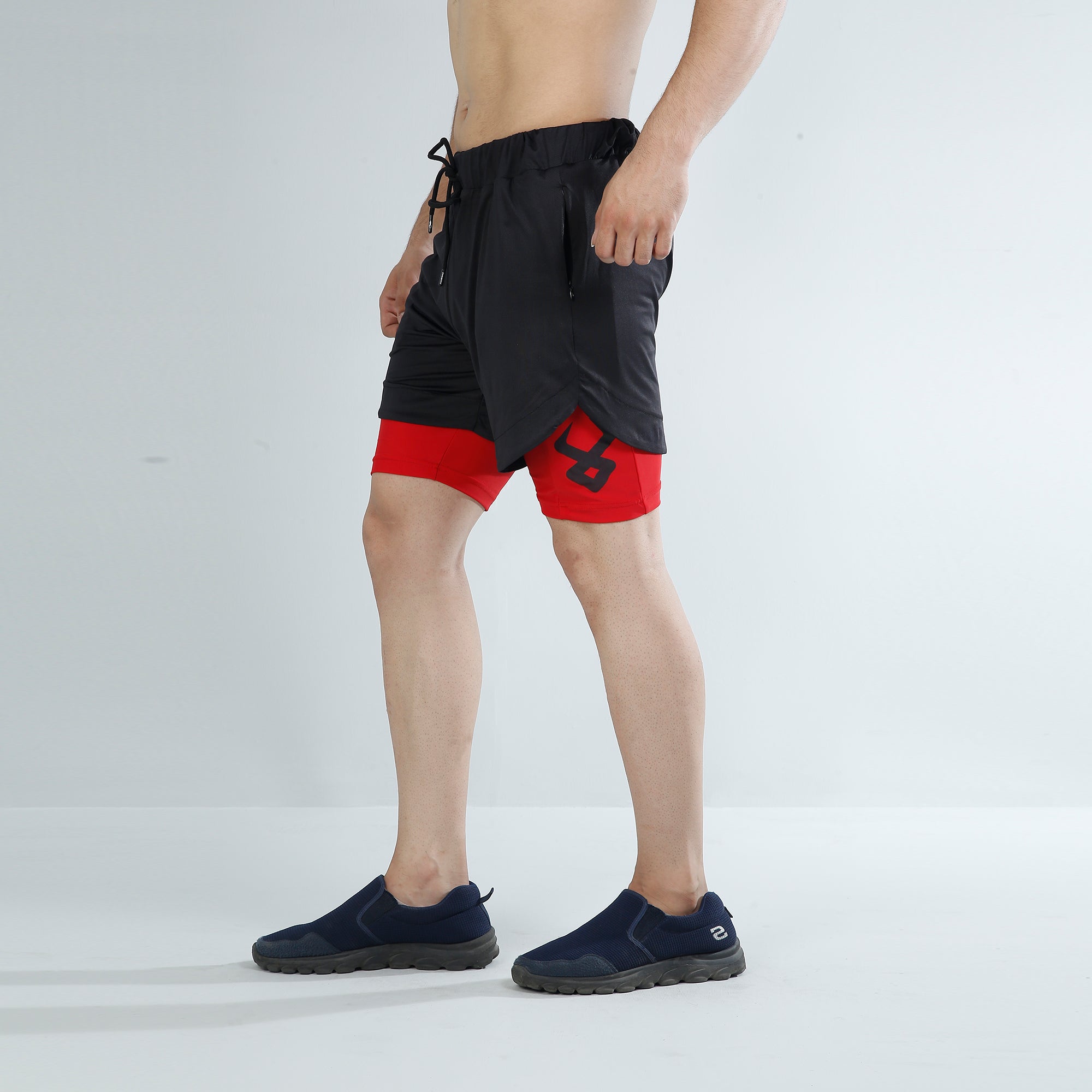 FIREOX Actifit Shorts , Black Red