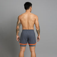 FIREOX Activewear Lycra Mesh Compression Shorts, Charcoal Orange, D4, 2025