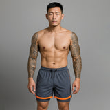 FIREOX Activewear Lycra Mesh Compression Shorts, Charcoal Orange, D4, 2025