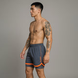 FIREOX Activewear Lycra Mesh Compression Shorts, Charcoal Orange, D4, 2025