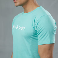 FIREOX Cotton T-Shirt, Half Sleeves, Round Neck, Cyan