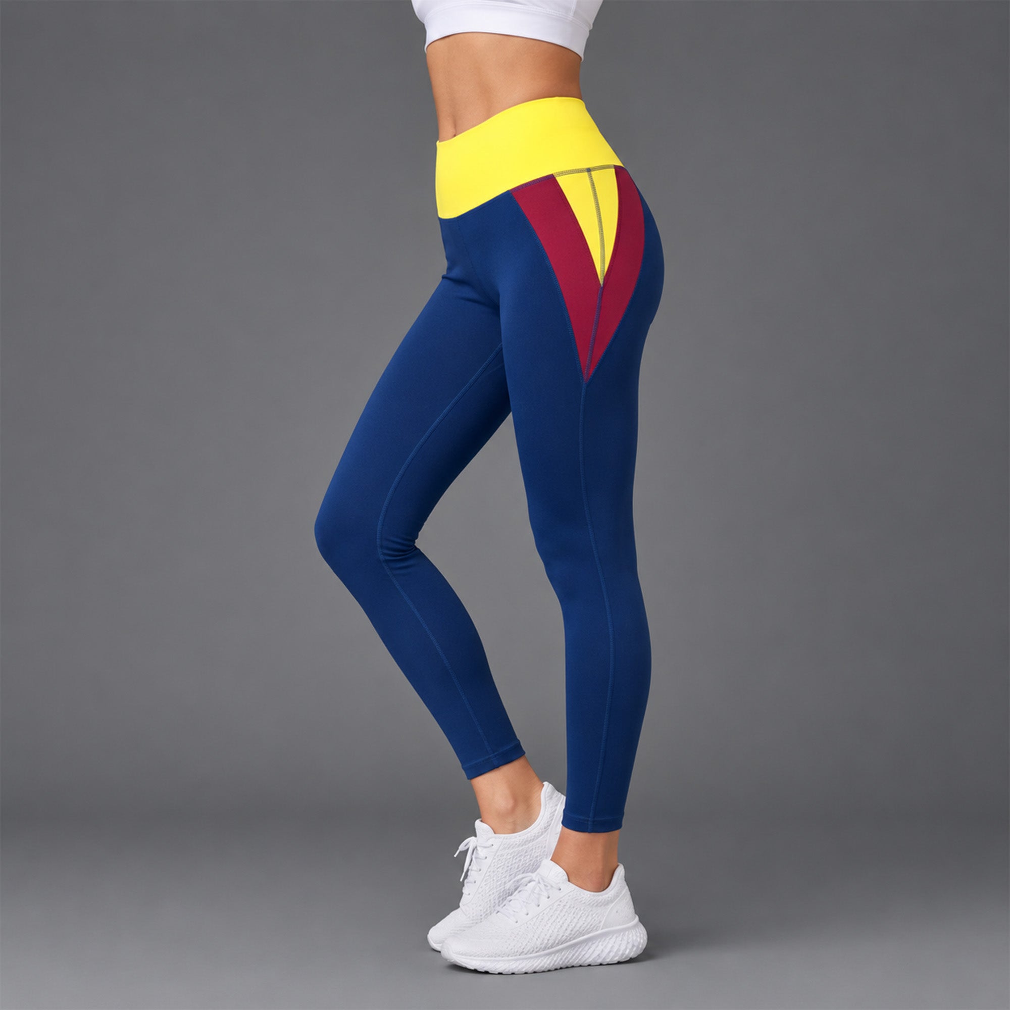 Fireox Activewear Leggings, Navy Yellow