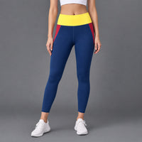 Fireox Activewear Leggings, Navy Yellow