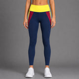 Fireox Activewear Leggings, Navy Yellow