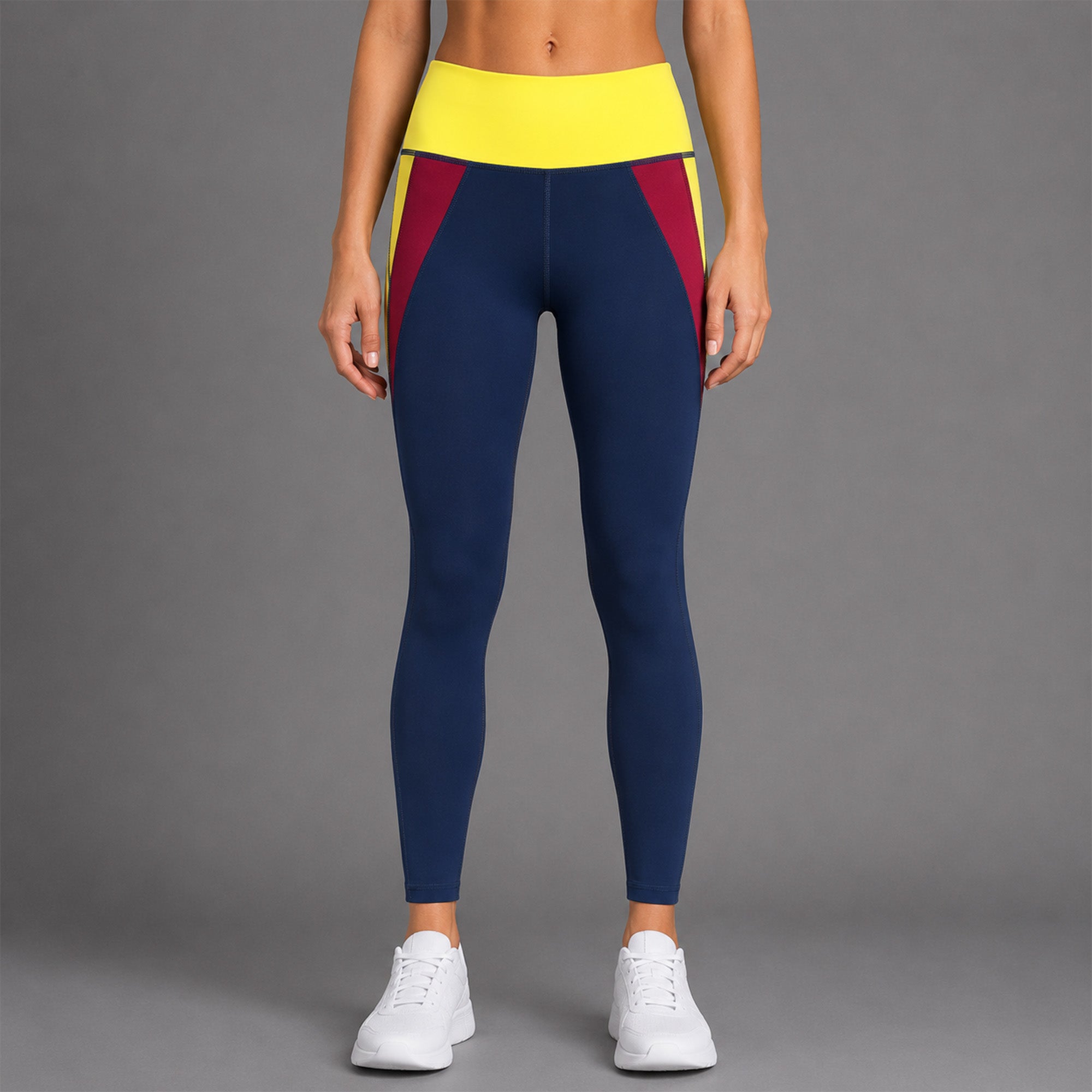 Fireox Activewear Leggings, Navy Yellow