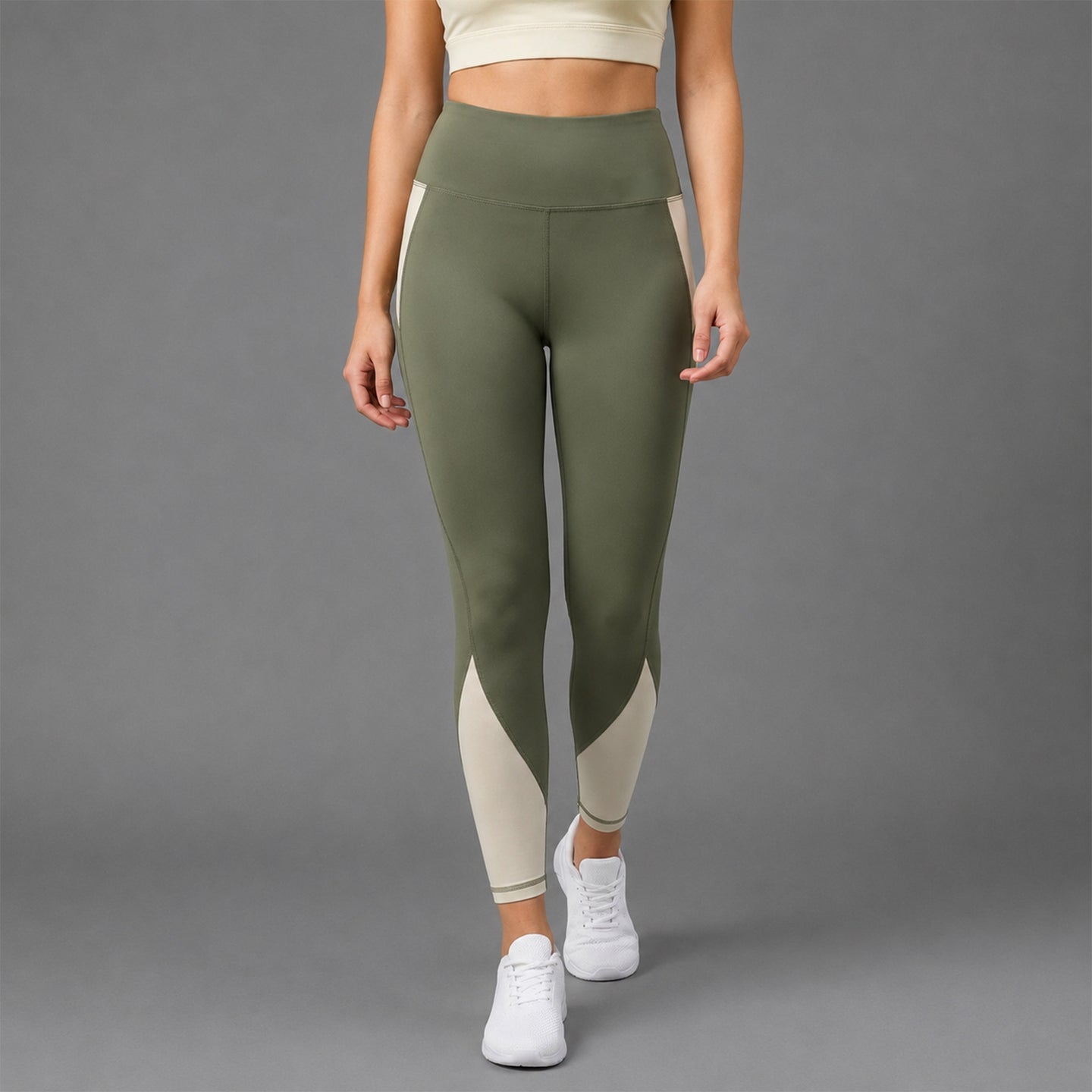 Fireox Activewear Leggings, Green Beige