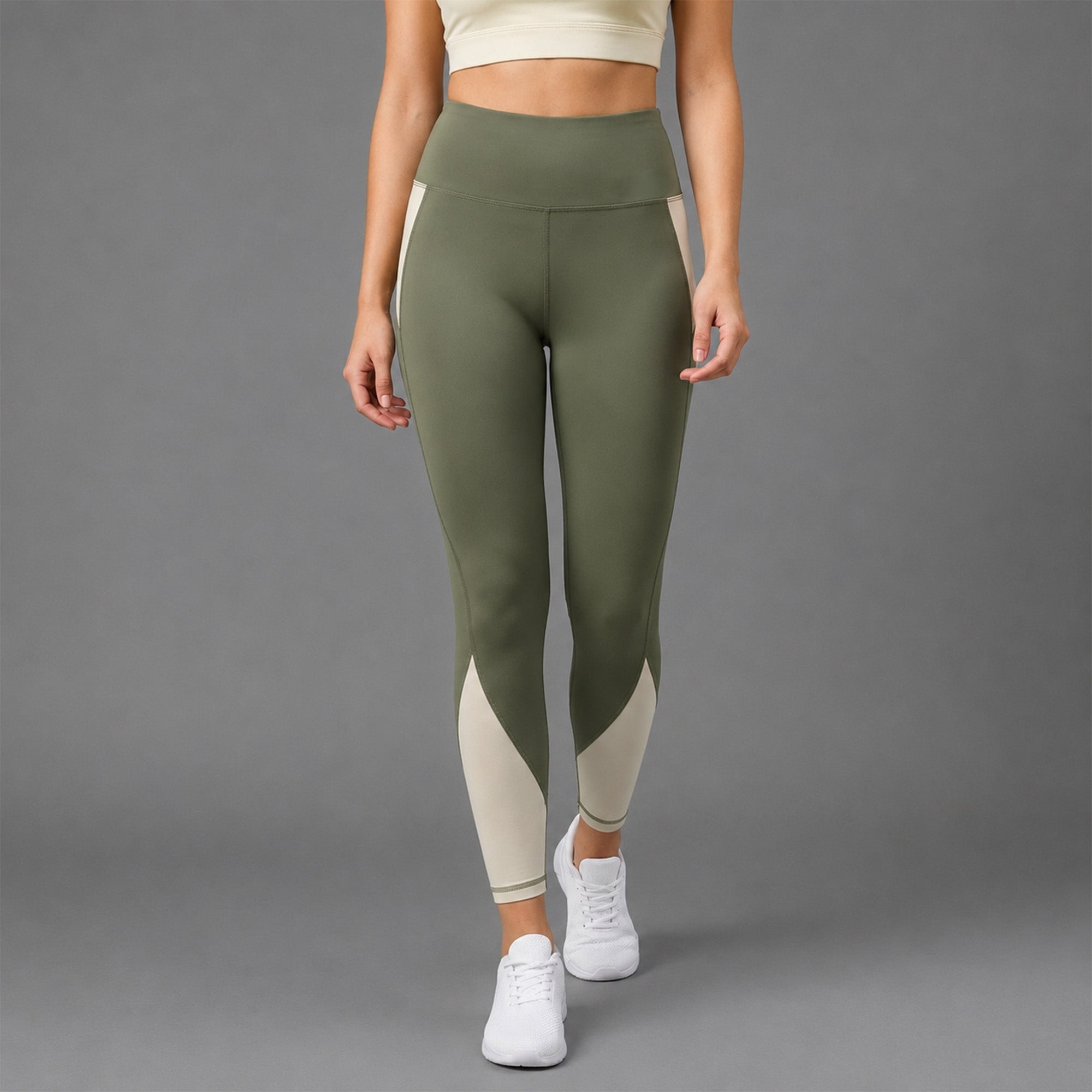 Fireox Activewear Leggings, Green Beige