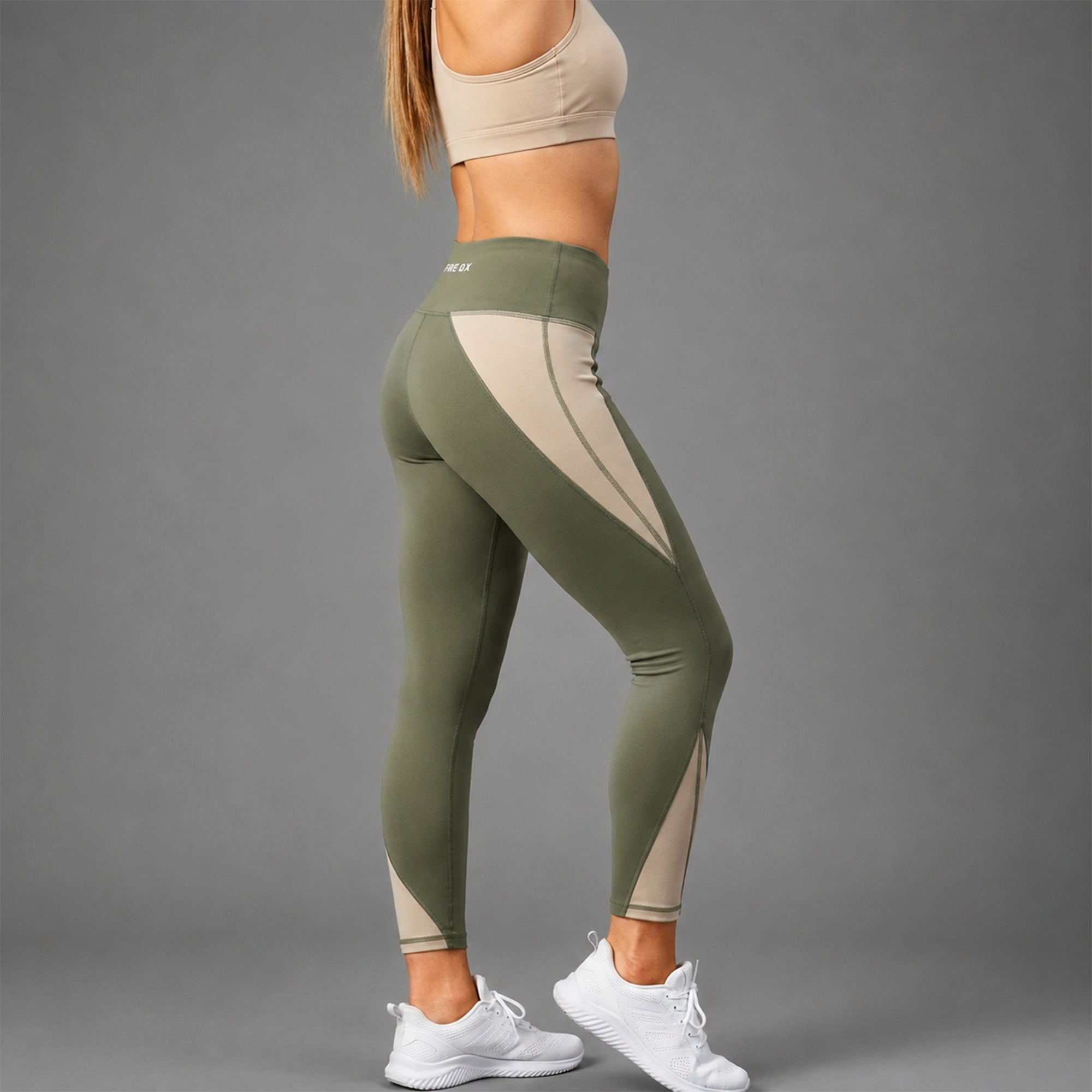 Fireox Activewear Leggings, Green Beige