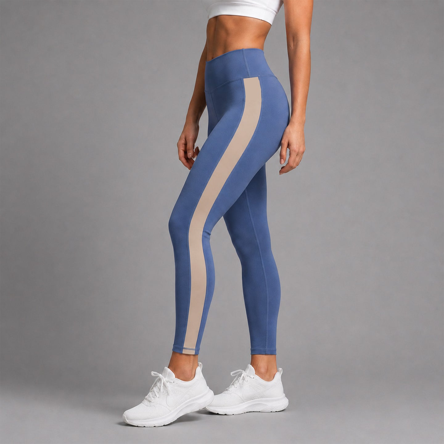 Fireox Activewear Leggings, Purplish Blue Beige