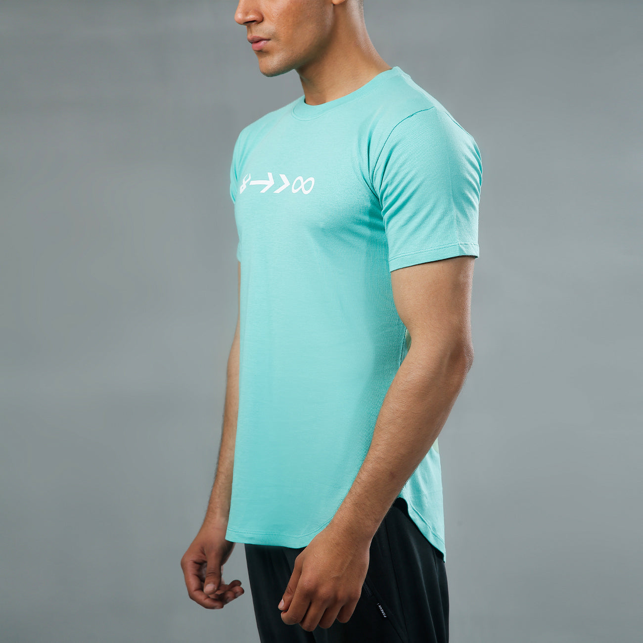 FIREOX Cotton T-Shirt, Half Sleeves, Round Neck, Cyan