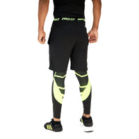 Fireox Mens Compression Shorts & Leggings, Black Green