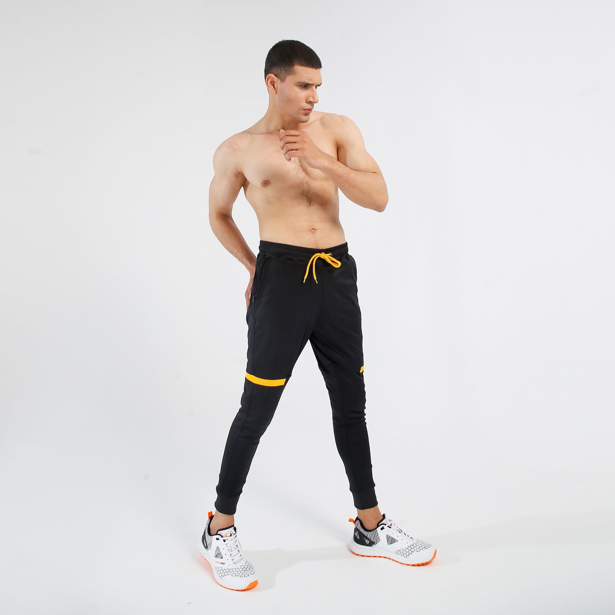 FIREOX Activewear Trouser Black Yellow, Single Stripe, 2023