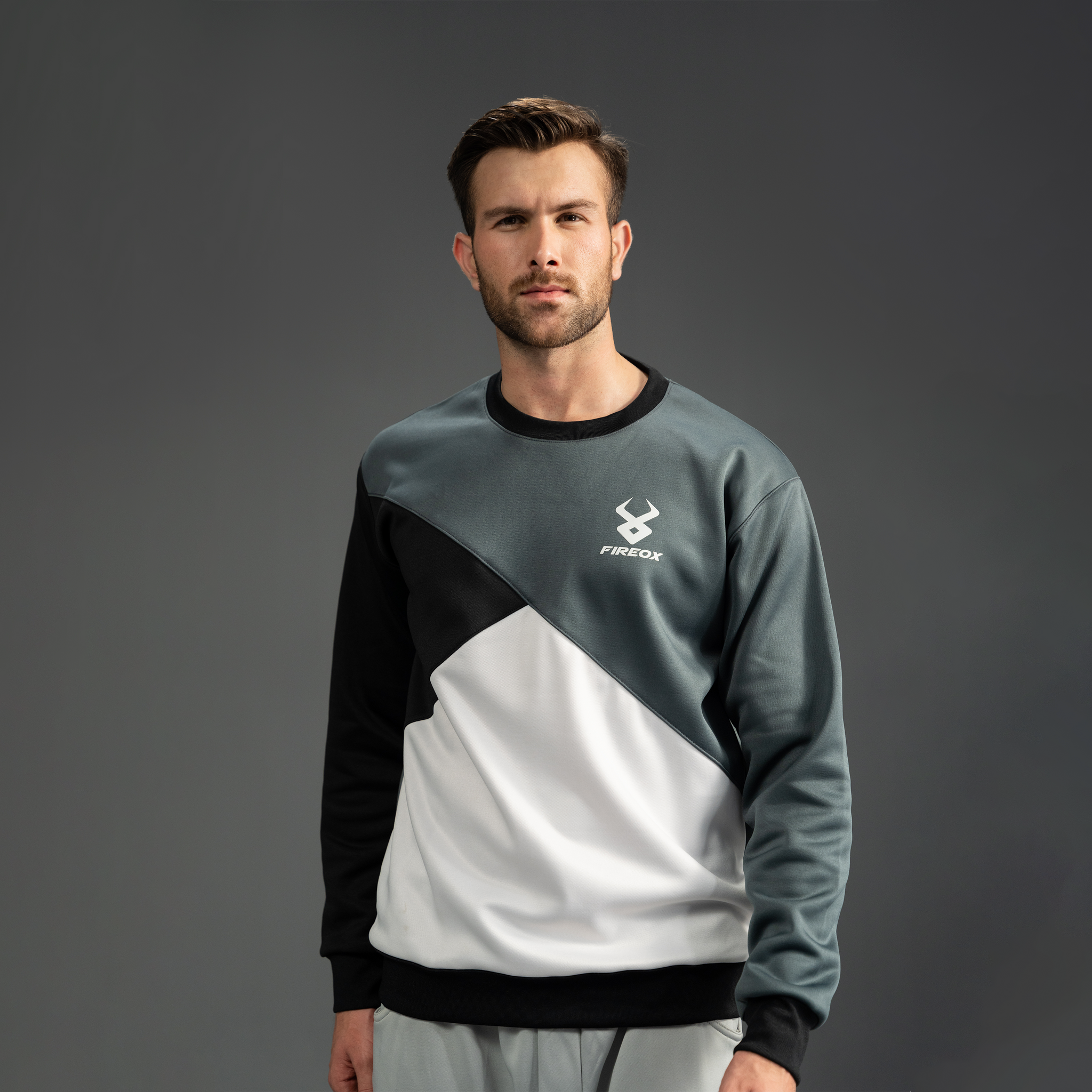 Fireox Sweatshirt, Charcoal Grey, Black White, 2025