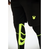 Fireox Mens Compression Shorts & Leggings, Black Green