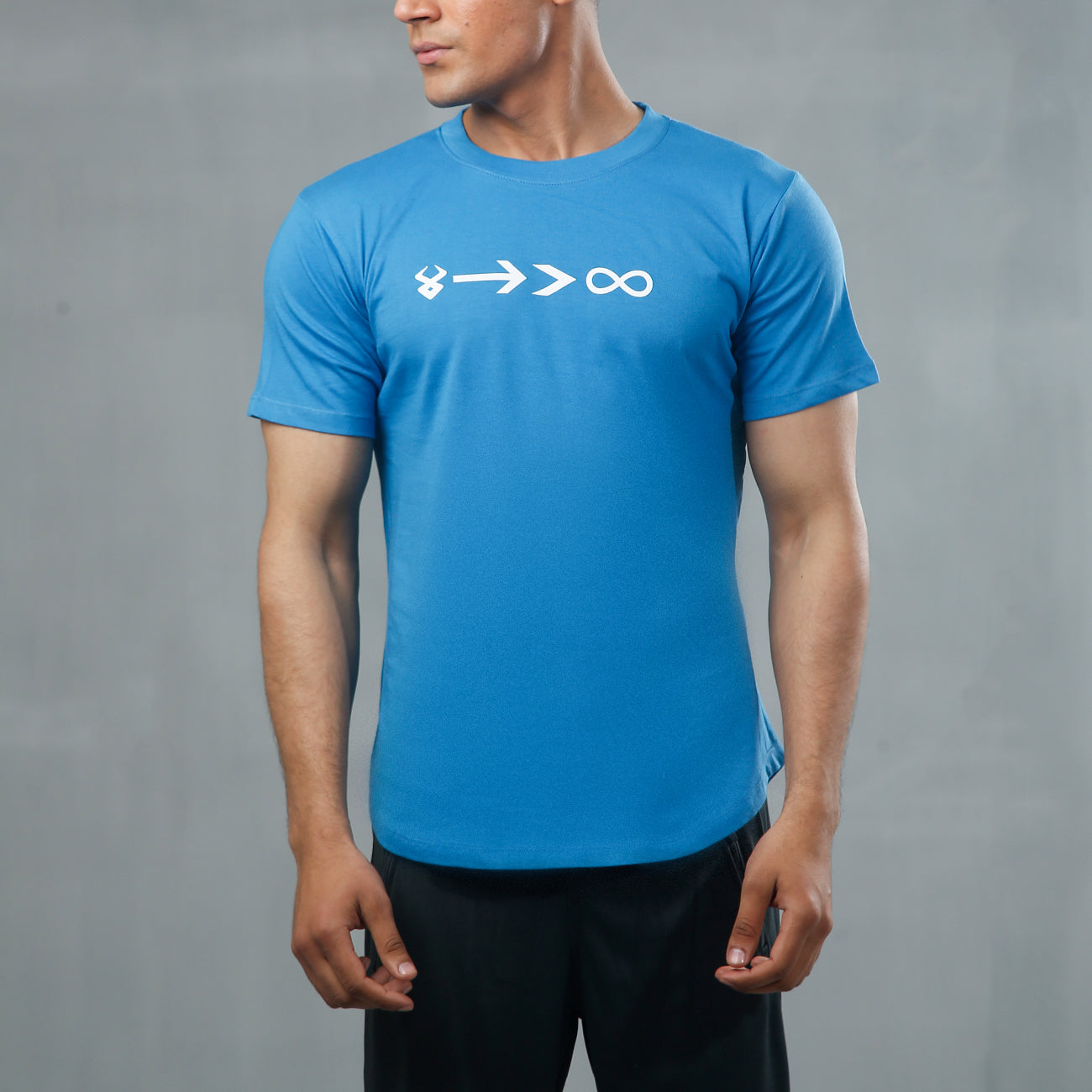 FIREOX Cotton T-Shirt, Half Sleeves, Round Neck, Blue