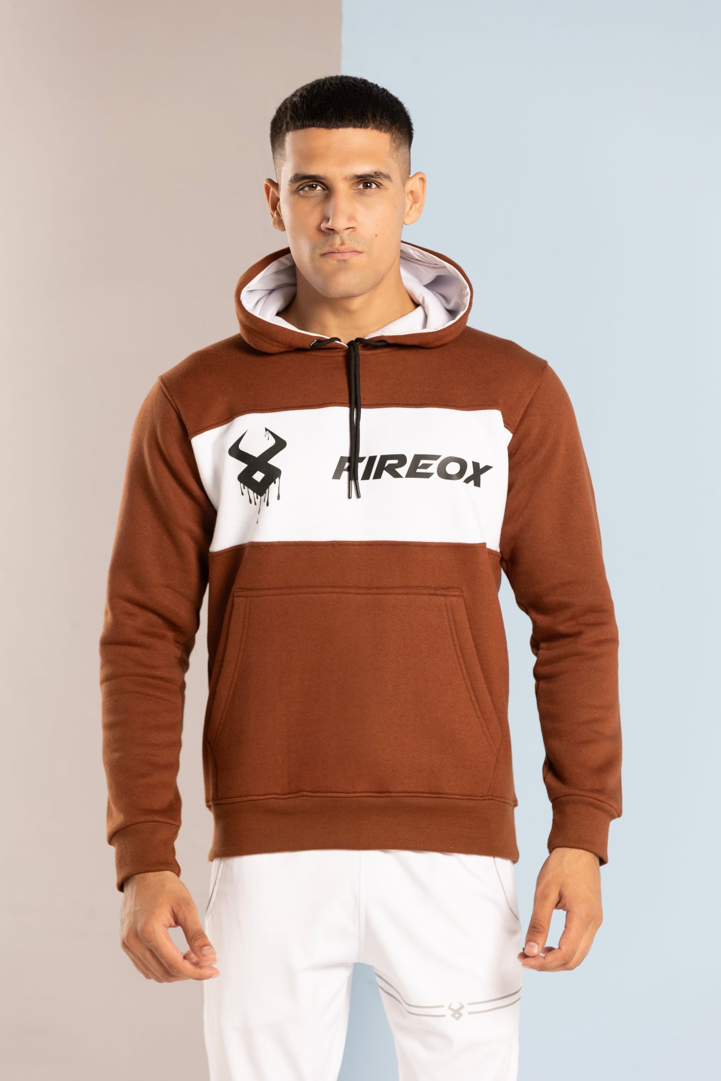 FIREOX HOODIE, BROWN WHITE, 2024