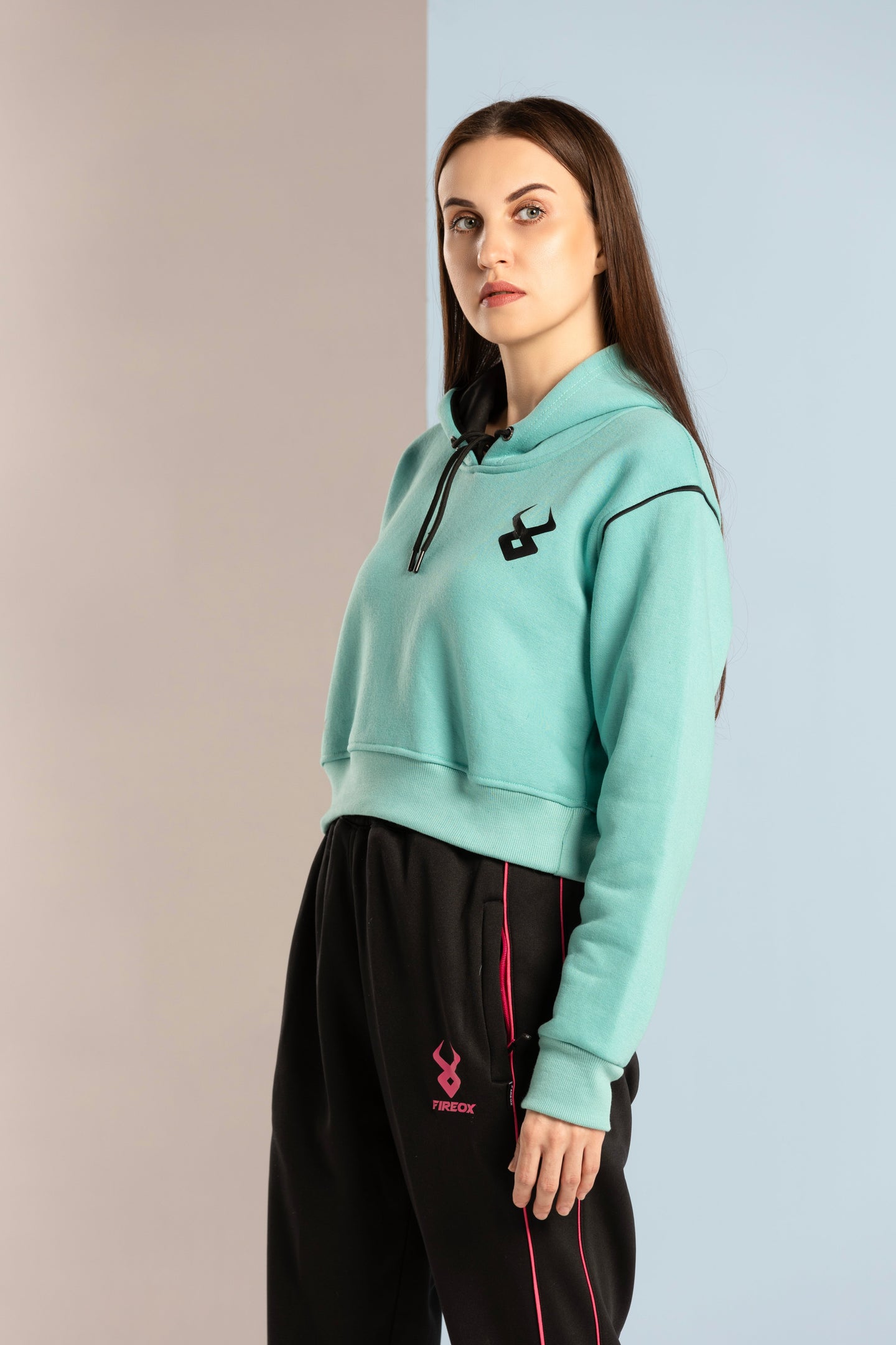 FIREOX Women Hoodie, Cyan, 2024