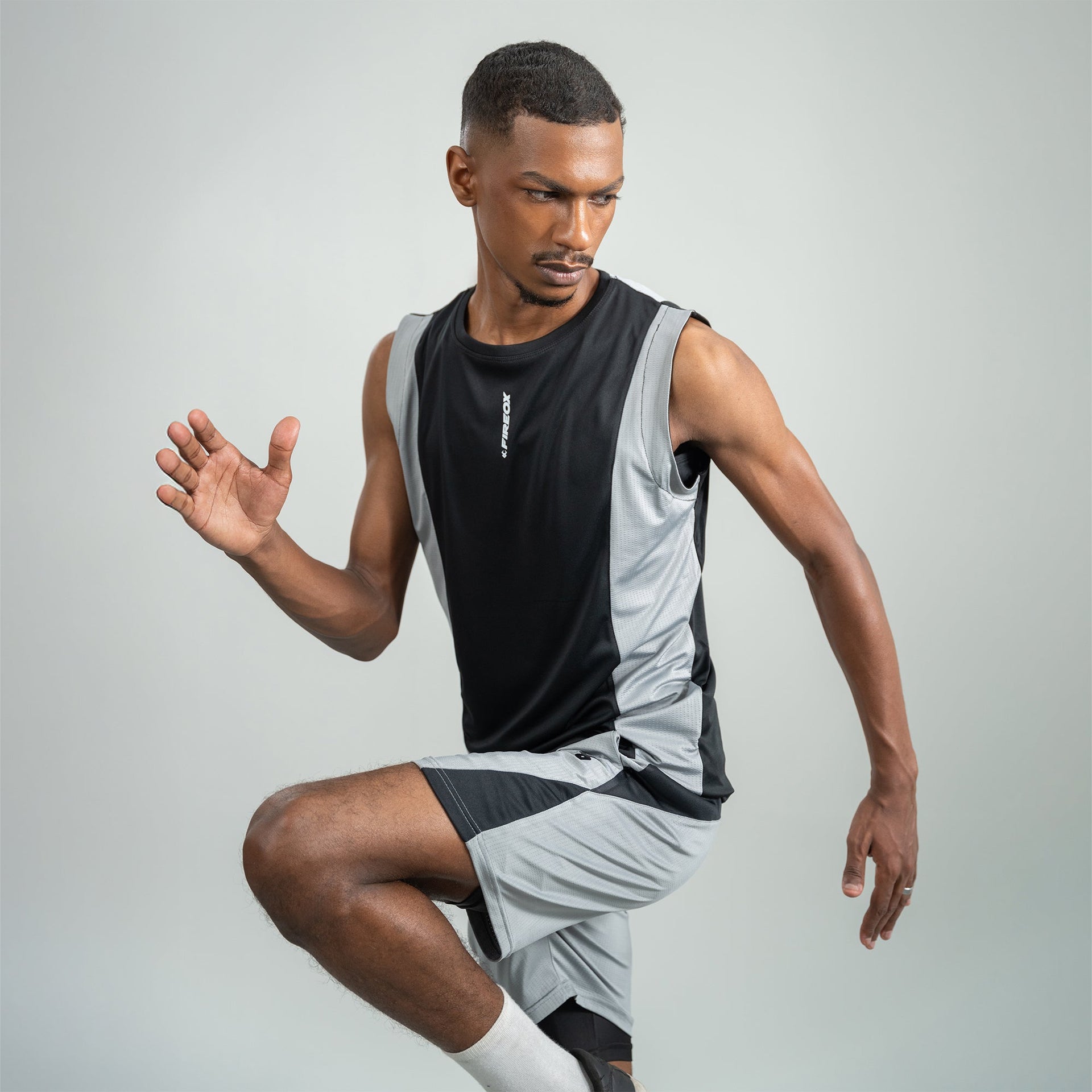 FIREOX Men’s PowerPlay Tank Top, Black, Charcoal