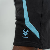 FIREOX MEN Cotton Terry Shorts, Black Teal, D7-1, 2025
