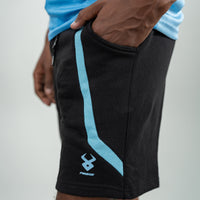 FIREOX MEN Cotton Terry Shorts, Black Teal, D7-1, 2025